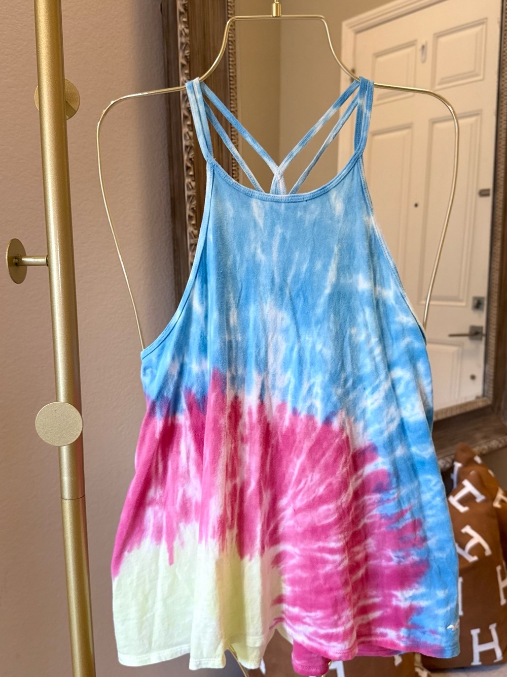 Hollister Tie-Dye Strappy Tank — Blue, Pink & Cream small